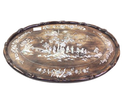 Lot 213 - CHINESE HARDWOOD SERVING TRAY