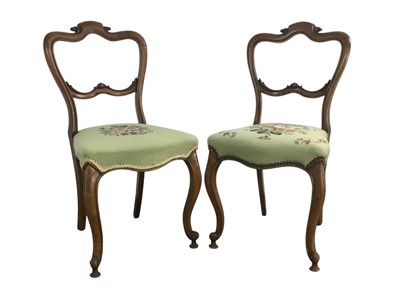 Lot 327 - PAIR OF VICTORIAN WALNUT DRAWING ROOM CHAIRS
