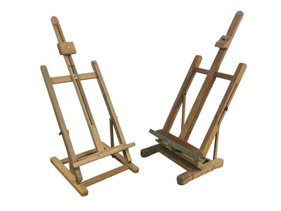 Lot 333 - TWO MODERN BEECH TABLE TOP PICTURE EASELS
