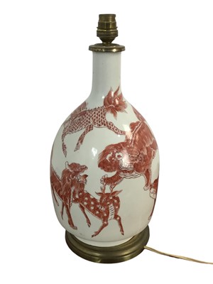 Lot 336 - CHINESE STYLE CERAMIC VASE LAMP