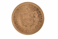 Lot 575 - GOLD PERUVIAN COIN DATED 1913 8g