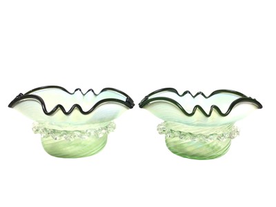 Lot 259 - PAIR OF URANIUM GLASS SWEETMEAT DISHES OR INSERTS