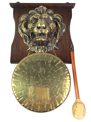 Lot 353 - VICTORIAN BRASS HANGING DINNER GONG