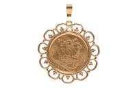 Lot 609 - GOLD SOVEREIGN DATED 1892 in a nine carat gold...
