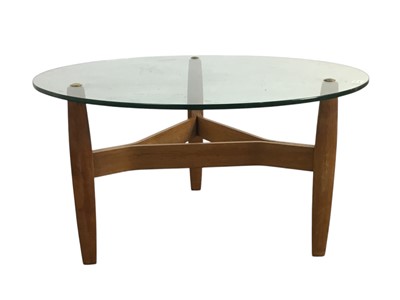 Lot 405 - MID CENTURY TEAK AND GLASS COFFEE TABLE