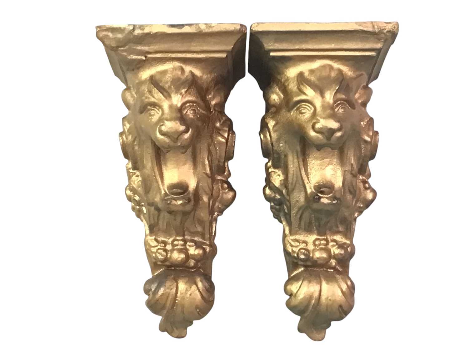 Lot 546 - PAIR OF SMALL GILDED PLASTER WALL SCONCES