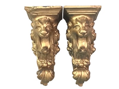 Lot 546 - PAIR OF SMALL GILDED PLASTER WALL SCONCES
