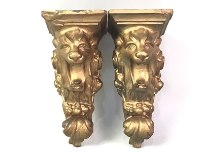 Lot 546 - PAIR OF SMALL GILDED PLASTER WALL SCONCES