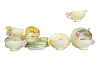 Lot 556 - PARAGON, FLOWER HANDLED PART TEA SERVICE