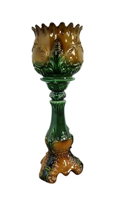 Lot 306 - MAJOLICA JARDINIÈRE AND STAND