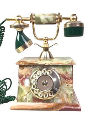 Lot 314 - BRASS AND ONYX TELEPHONE