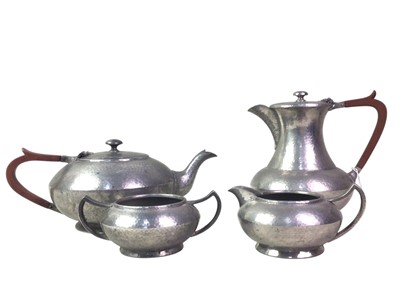Lot 517 - PEWTER FOUR PIECE TEA AND COFFEE SERVICE