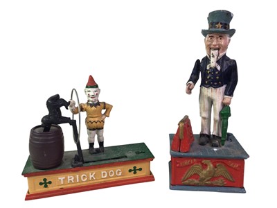 Lot 650 - TWO MECHANICAL CAST IRON MONEY BANKS