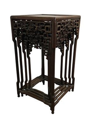 Lot 616 - CHINESE IRON WOOD NEST OF FOUR TABLES
