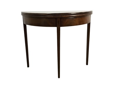Lot 306 - MAHOGANY DEMI LUNE TEA TABLE