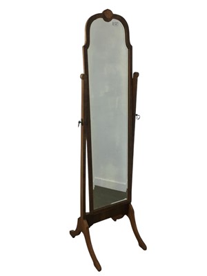 Lot 651 - WALNUT CHEVAL DRESSING MIRROR