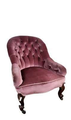 Lot 655 - VICTORIAN WALNUT DRAWING ROOM ARMCAHIR