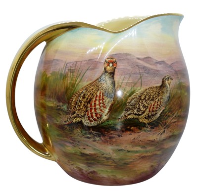 Lot 143 - B AUSTIN FOR ROYAL WINTON, GAME BIRD PITCHER JUG