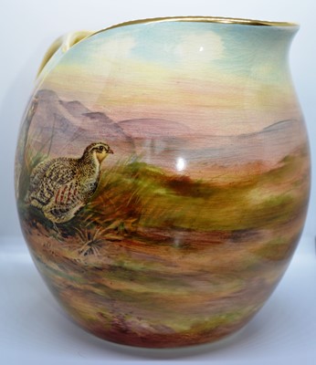 Lot 143 - B AUSTIN FOR ROYAL WINTON, GAME BIRD PITCHER JUG
