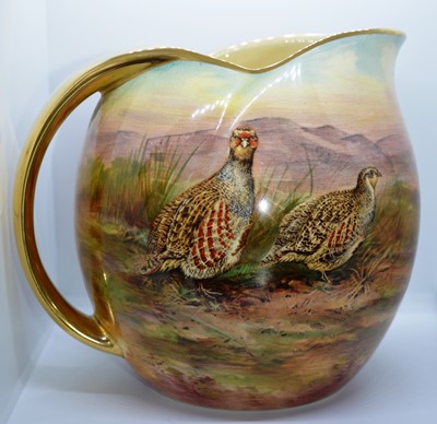 Lot 143 - B AUSTIN FOR ROYAL WINTON, GAME BIRD PITCHER JUG