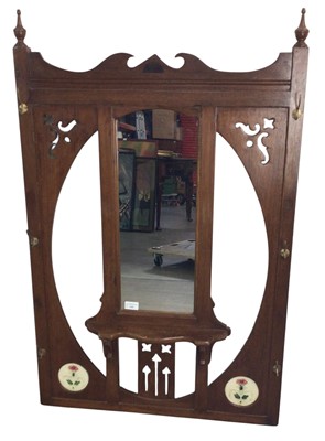 Lot 658 - ITALIAN ARTS & CRAFTS WALL MOUNTING MIRROR BACK COAT RACK