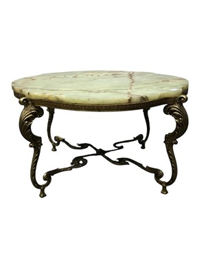 Lot 663 - ONYX TOPPED BRASS COFFEE TABLE