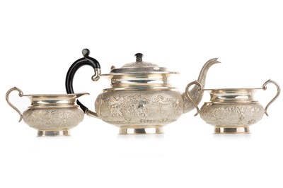 Lot 1366 - INDIAN SILVER THREE PIECE TEA SERVICE