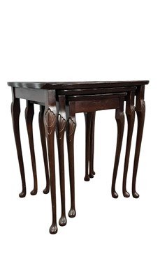 Lot 714 - MAHOGANY NEST OF THREE TABLES