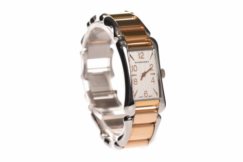 Lot 806 - LADY'S BURBERRY STAINLESS STEEL BI COLOUR...