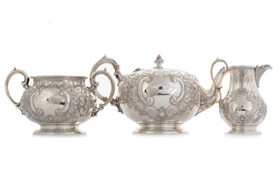 Lot 977 - VICTORIAN SILVER THREE PIECE TEA SERVICE
