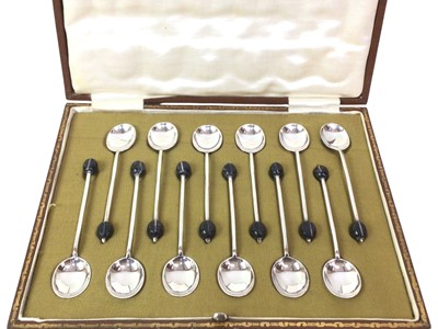 Lot 222 - TWO SETS OF SILVER SPOONS