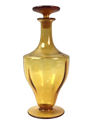 Lot 329 - MURANO HONEY GOLD OPTIC RIBBED ART GLASS DECANTER