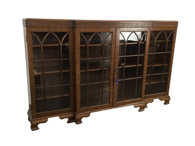 Lot 349 - MAHOGANY BREAKFRONT BOOKCASE