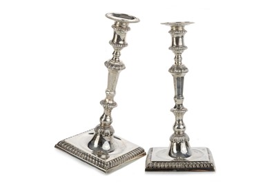 Lot 984 - PAIR OF CAST SILVER TABLE CANDLESTICKS
