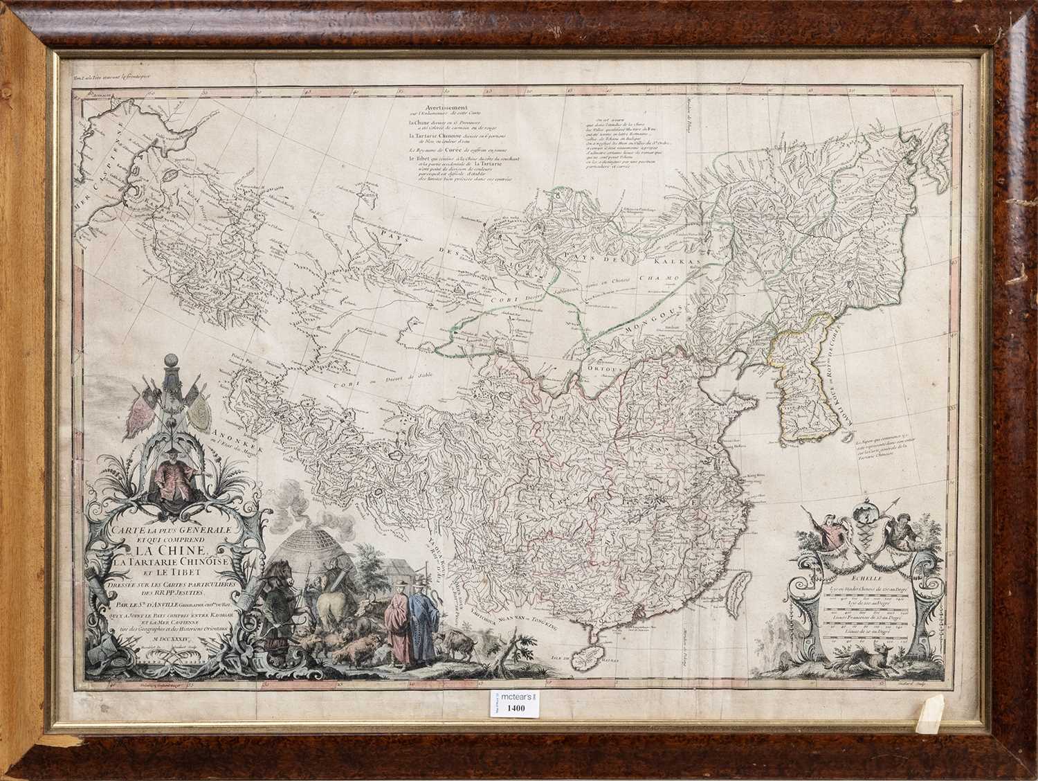 Lot 1400 - D'ANVILLE (JEAN-BAPTISTE), MAP INCLUDING CHINA, CHINESE TARTARY, AND TIBET
