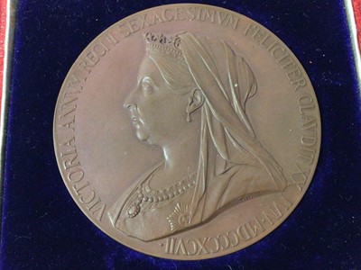 Lot 440 - TWO VICTORIA BRONZE COMMEMORATIVE MEDALLIONS