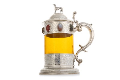 Lot 986 - FINE VICTORIAN SILVER AND GLASS TANKARD