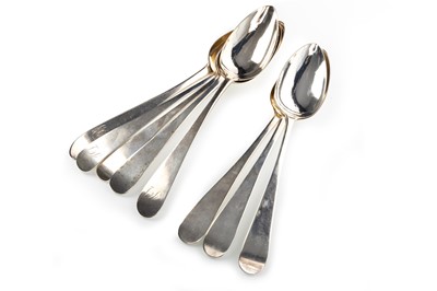 Lot 995 - SET OF FIVE GEORGE III SCOTTISH SILVER TABLESPOONS