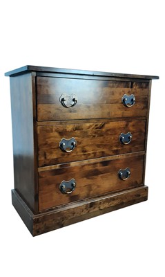 Lot 532 - REPRODUCTION HARDWOOD CHEST OF THREE DRAWERS