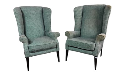 Lot 534 - PAIR OF WING BACK ARMCHAIRS
