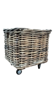 Lot 544 - SQUARE LOG WICKER BASKET