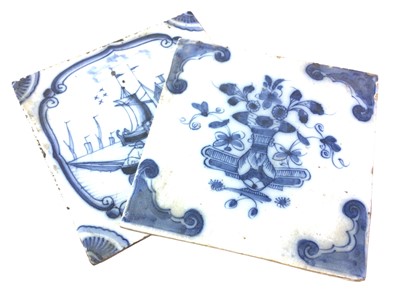 Lot 435 - PAIR OF BLUE AND WHITE DELFT TILES
