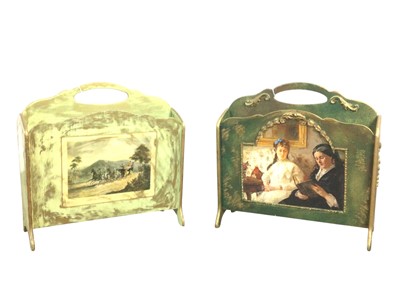 Lot 573 - TWO WOODEN MAGAZINE RACKS