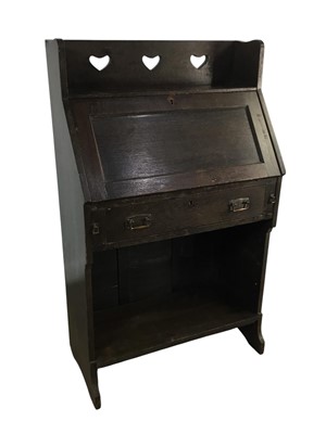 Lot 657 - ARTS & CRAFTS STAINED OAK WRITING BUREAU