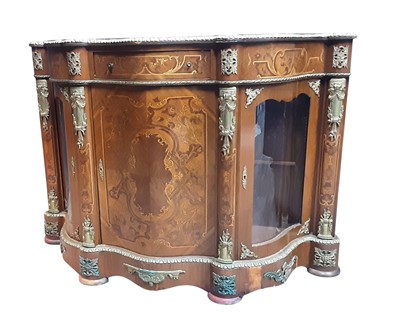 Lot 613 - KINGWOOD INLAID SERPENTINE FRONT CREDENZA