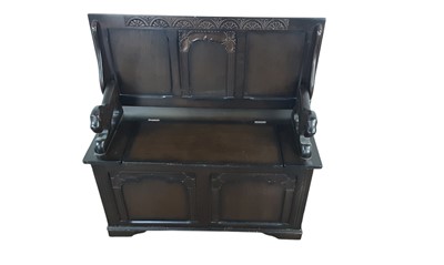 Lot 612 - STAINED OAK MONKS BENCH