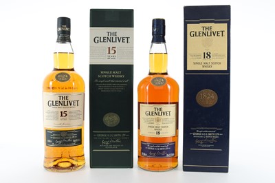Lot 387 - GLENLIVET 18 YEAR OLD 1L AND 15 YEAR OLD 1L