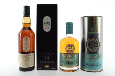 Lot 392 - BRUICHLADDICH 12 YEAR OLD 2ND EDITION AND LAGAVULIN 16 YEAR OLD