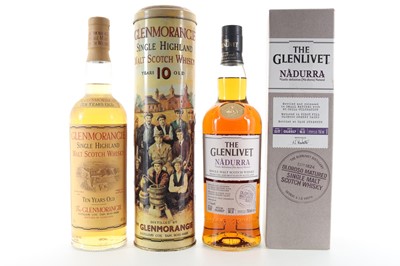 Lot 445 - GLENLIVET NADURRA OLOROSO MATURED 75CL AND GLENMORANGIE 10 YEAR OLD