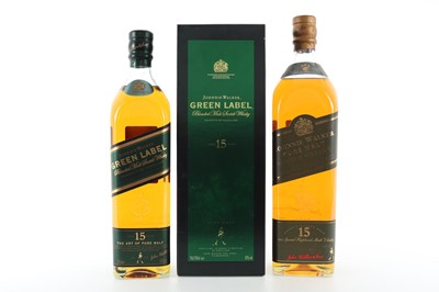 Lot 449 - 2 BOTTLES OF JOHNNIE WALKER 15 YEAR OLD GREEN LABEL